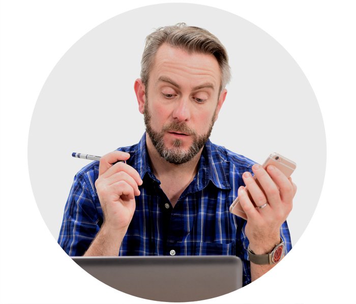 man working at his computer