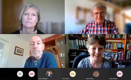screenshot of developing an eye for accuracy workshop participants engaging in online training two women two men