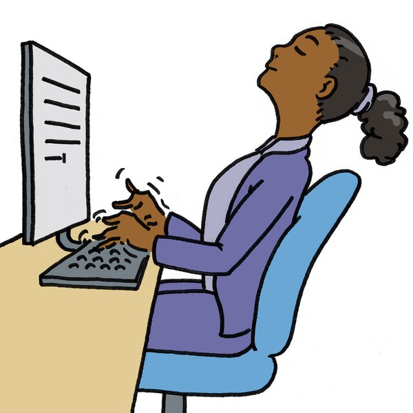 Woman touch-typing
